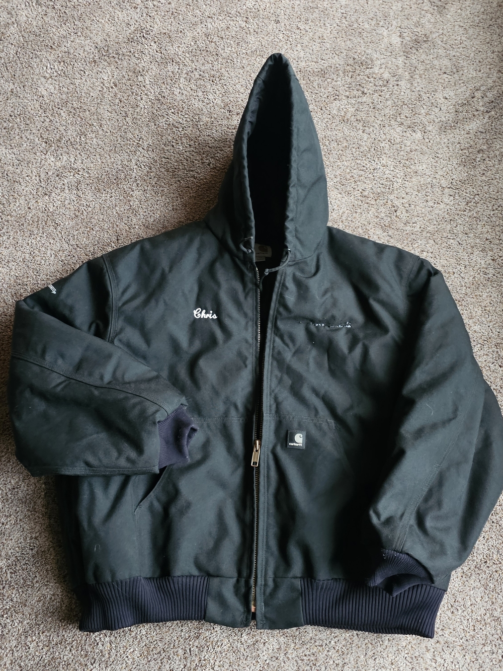 Carhartt Extreme Men's Black Hooded Work Jacket Size 2 XL